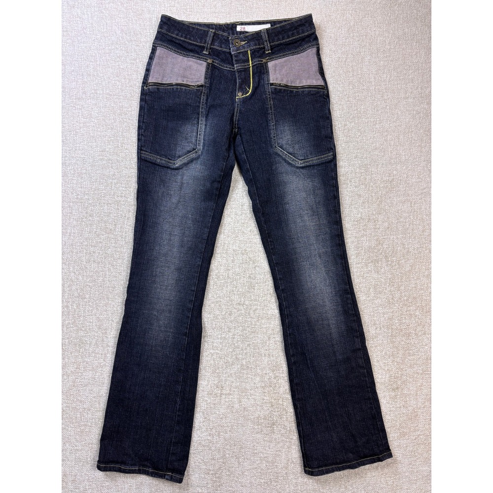 Ecko Red Womens Dark Wash Bootcut Jeans Embroidered Pockets Y2K Size 28